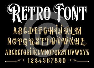 Vector retro alphabet. Vintage font.