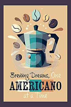 Vector retro Americano Coffee Poster photo