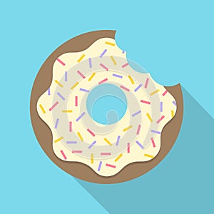 Vector Retro Bitten Donut Illustration Flat Design