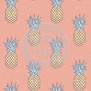 Vector Retro Bleach Peach Pineapples Design seamless pattern design