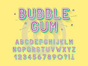 Vector retro Bubble gum bold font design