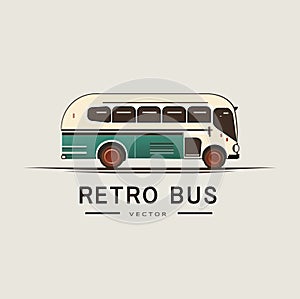 Vector retro bus. Side view. Isolate. Passenger transport. Colored silhouette. Flat graphic illustration. Isolation on a light