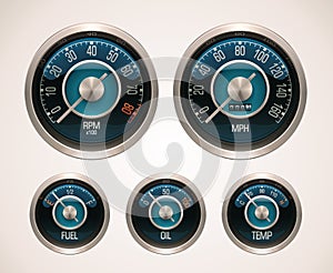 Vector retro car gauges