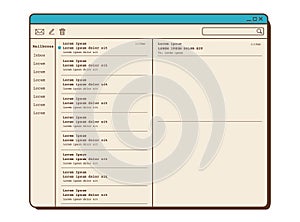 Vector retro chat windows with speech bubbles and user icon. Nostalgic UI. Retro vaporwave computer interface. Chat