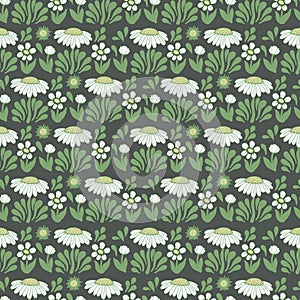 Vector retro color Scandinavia flower and the sun illustration seamless repeat pattern
