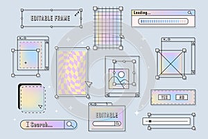 Vector retro frames or computer window elements