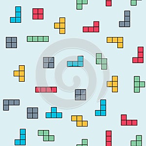 Vector retro game seamless pattern background. Video old computer game