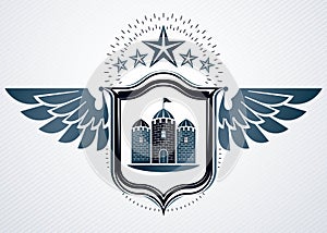 Vector retro insignia design decorated using vintage elements li