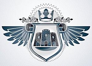 Vector retro insignia design decorated using vintage elements li