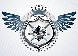 Vector retro insignia design decorated using vintage elements li