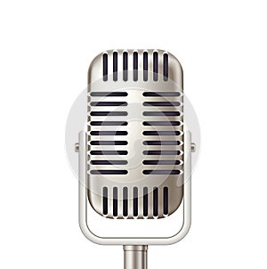 Vector retro microphone, karaoke radio broadcast