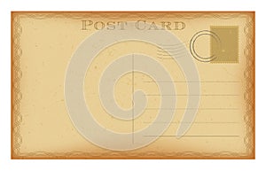 Vector retro postcard with vintage frame. Grunge paper post card.