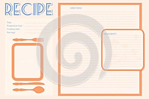 Vector retro recipe card layout