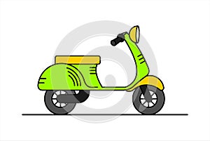 Vector retro scooter; vintage stylish moped; scooter for delivery; isolated