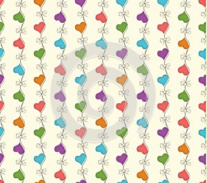 Vector retro seamless pattern with colorful hearts