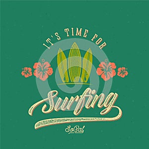 Vector Retro Style Surfing Label, Logo or T-shirt