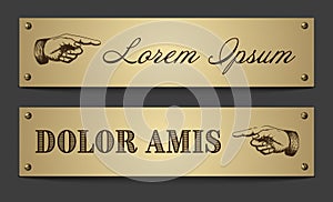 Vector retro tag with vintage pointing hand