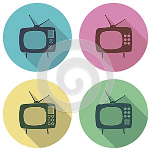 vector retro tv set flat icons