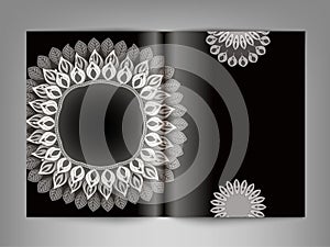 Vector reversal (template) magazine with black and white ornamen