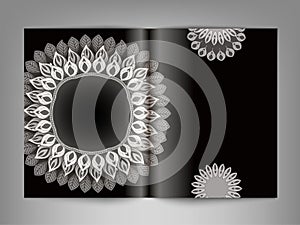 Vector reversal (template) magazine with black and white ornamen photo