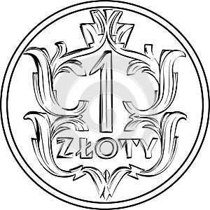 reverse Polish Money one zloty coin 1920 photo