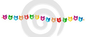 Vector ribbon of congratulations. Inscription Congratulations.