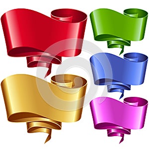 Vector ribbon frames set. Banners in the shape of speech bubble