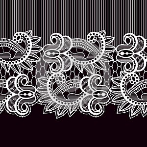 Vector ribbon Seamless Pattern. Lace Print. Tropical Flowers.