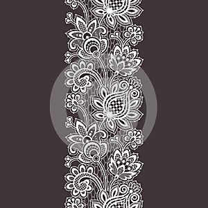 Vector ribbon Seamless Pattern. Lace Print. Tropical Flowers.