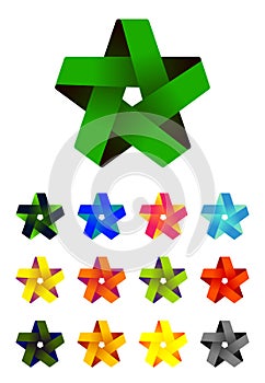Vector ribbon star logo in plot of icon design