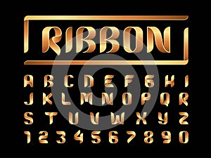 Vector of Ribbons Alphabet Letters and numbers, Modern stylized rounded Lettering