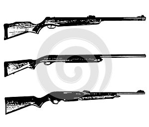 Vector rifles and modern shotgun vector isolated
