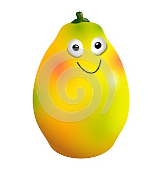 Vector ripe mango fruit cartoon character