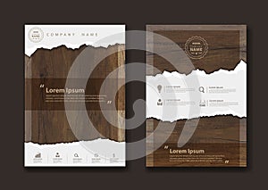 Vector ripped paper on texture of wood background