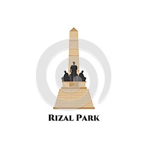 Vector of The Rizal Monument memorial in Rizal Park in Manila, Philippines. Minimalistic the most famous landmark illustration.