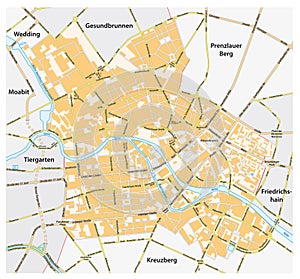 Vector road map of Berlin Mitte district, Germany