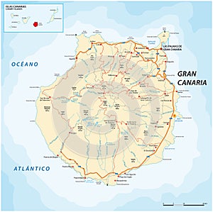 Vector road map of Canary Island Gran Canaria