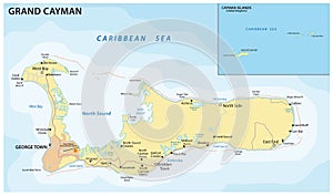 Vector road map of the Caribbean island of Grand Cayman