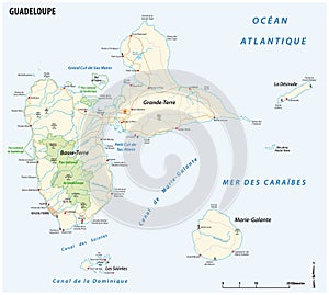 Vector road map of the french overseas territory of Guadeloupe