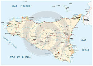 Vector road map of Iceland sicily, italy