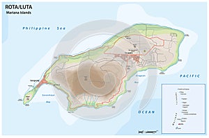 Vector road map of the island of Rota, Mariana Islands, United States