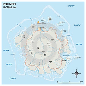 Vector road map of the main Micronesian island of Pohnpei photo