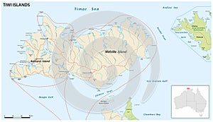 Vector road map of the North Australian Tiwi Islands