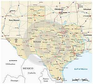 Vector road map of the US state of Texas