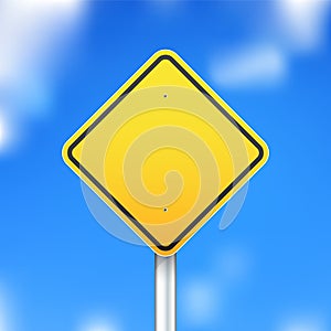 Vector road sign on blue sky background