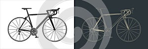 Vector Roadbike - Bicycle Technical Illustration line art