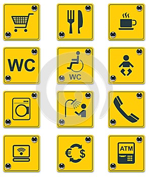 Vector roadside services signs icon set. Part 2 photo