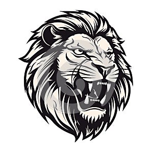 Vector roaring lion head mascot, face for logo, emblem, labels template t-shirt design element