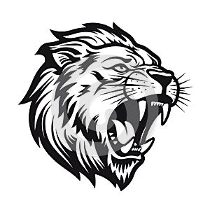 Vector roaring lion head mascot, face for logo, emblem, labels template t-shirt design element