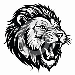 Vector roaring lion head mascot, face for logo, emblem, labels template t-shirt design element